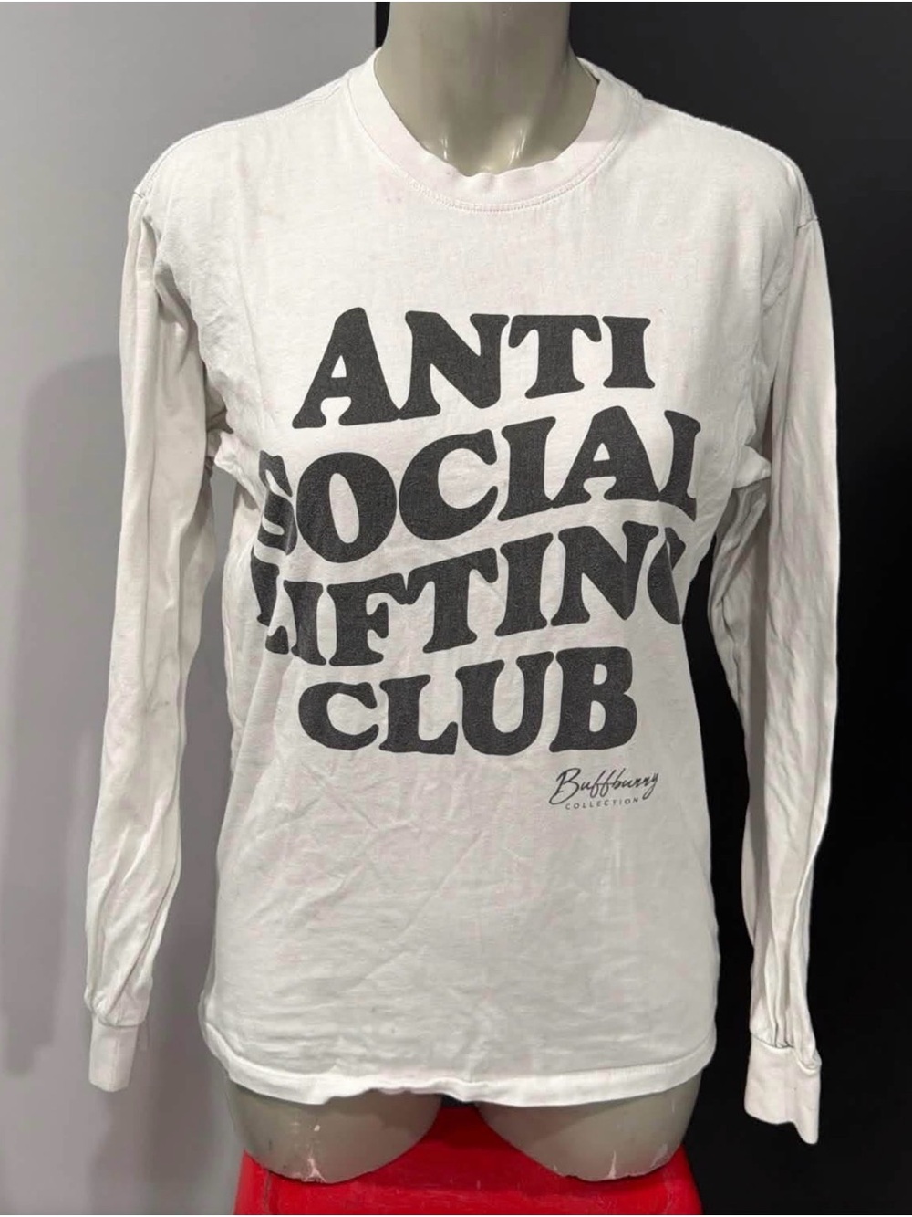 BuffBunny White Long Sleeve 'Anti Social Lifting Club' Muscle Tee
